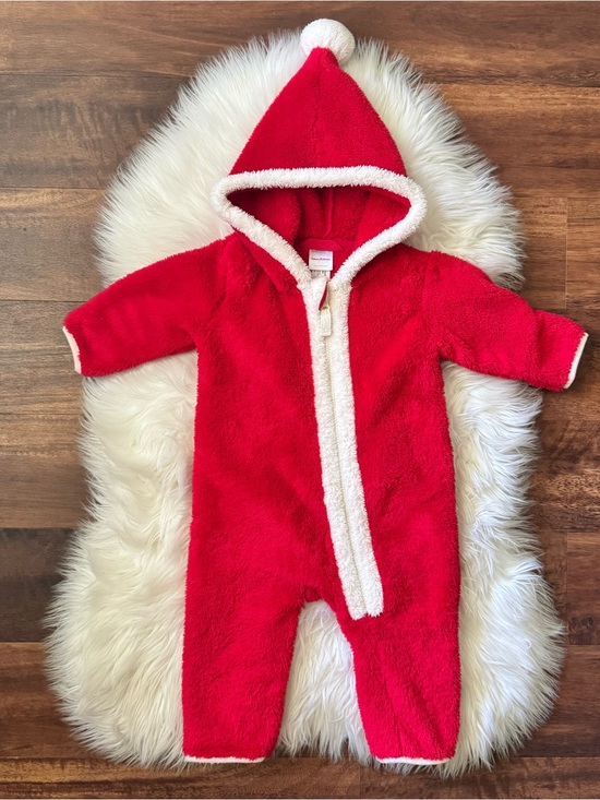 Hanna Andersson Other - Hanna Andersson Santa Hooded One Piece Fleece Jumpsuit Size 12-18 Months